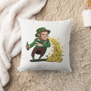 Irish Leprechaun Tossing Lucky Cookies Funny Cushion