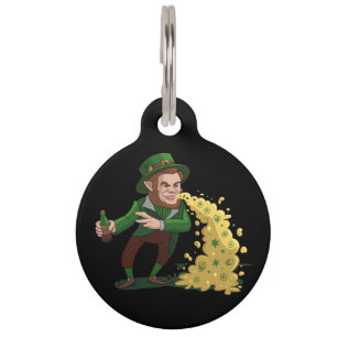 Irish Leprechaun Tossing Lucky Cookies Funny Pet Tag