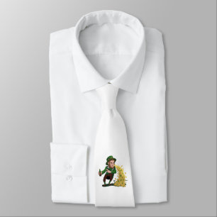 Irish Leprechaun Tossing Lucky Cookies Funny Tie