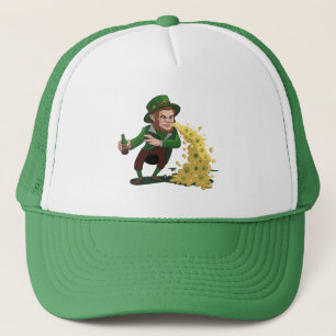 Irish Leprechaun Tossing Lucky Cookies Funny Trucker Hat