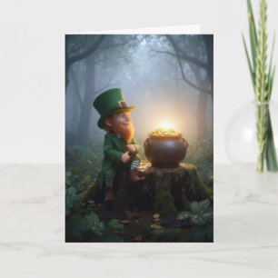 Irish Leprechaun with a Pot of Gold Card