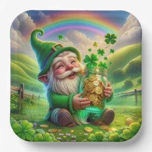 Irish Leprechaun With Gold Coins Paper Plate