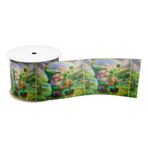 Irish Leprechaun With Gold Coins Satin Ribbon