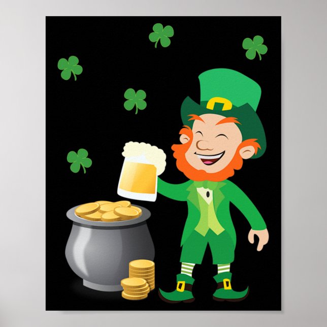 Irish Leprechaun With Pot Of Gold St. Patricks Day Poster (Front)