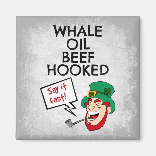 Irish Lesson: Whale Oil Beef Hooked Leprechaun Magnet (Front)
