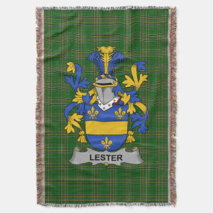 Irish Lester or McAlester Coat of Arms Family Cre Throw Blanket