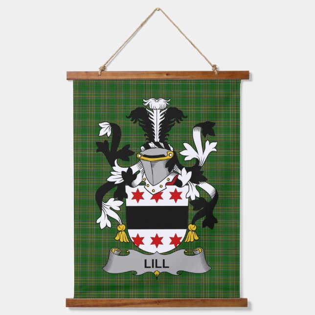 Irish Lill Coat of Arms Family Crest Hanging Tapestry (Front)