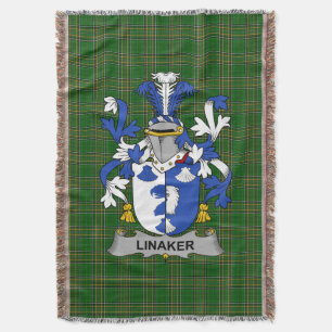 Irish Linaker Coat of Arms Family Crest Ireland Throw Blanket