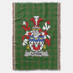 Irish Litton Coat of Arms Family Crest Ireland Throw Blanket