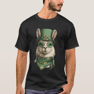 Irish Llama with Hearts Sunglasses Shamrocks St Pa T-Shirt