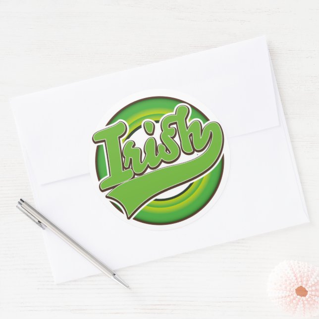 Irish logo. classic round sticker (Envelope)