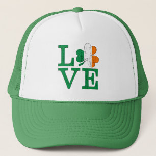 Irish Love Distressed Tricolor Shamrock St Paddy's Trucker Hat