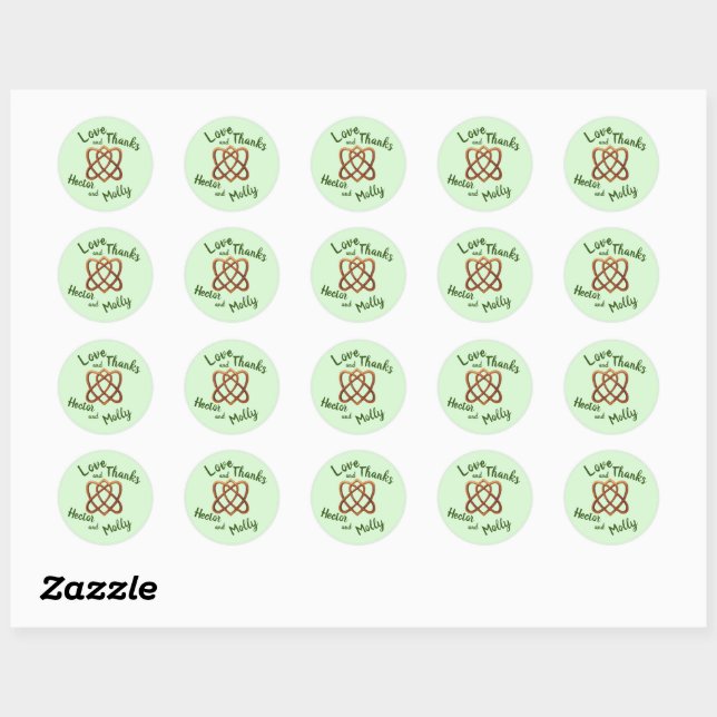 Irish Love Knot, 2 Hearts Entwined Classic Round Sticker (Sheet)