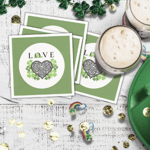 Irish LOVE Shamrock & Celtic Knot Heart Paper Napkin