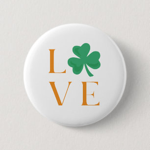 Irish Love Shamrock Simple Green and Orange Button