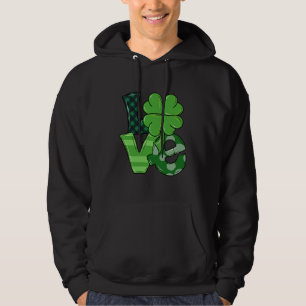 Irish Love St. Patrick's Day Shamrock Green Plaid Hoodie