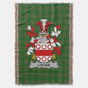 Irish Lucas or Luke Coat of Arms Family Crest Ire Throw Blanket
