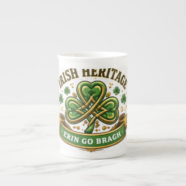 Irish Luck Clover Celebration Design Bone China Mug (Front)