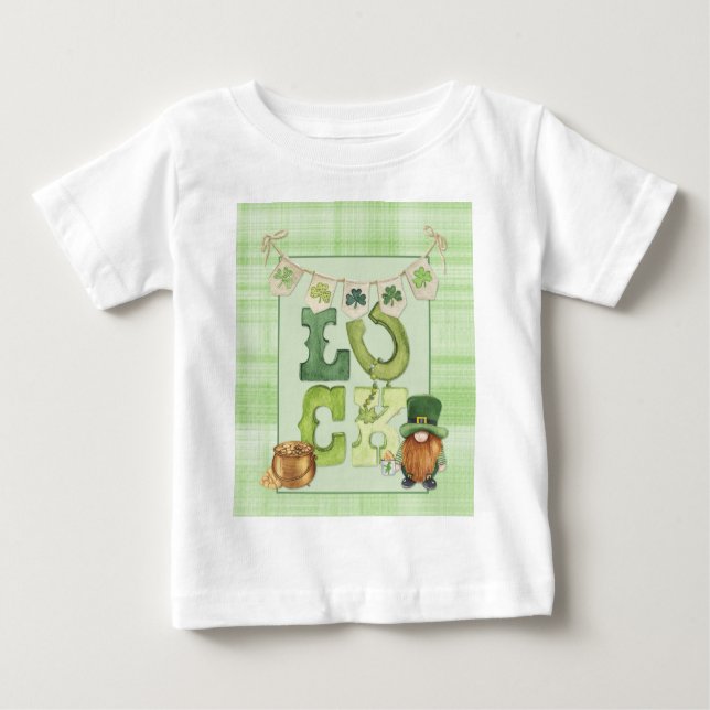 Irish Luck St Patrick's Day Gnome Shamrock Green   Baby T-Shirt (Front)