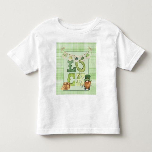 Irish Luck St Patrick's Day Gnome Shamrock Green   Toddler T-Shirt (Front)