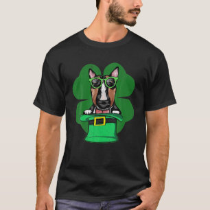 Irish Lucky Bull Terrier Shamrocks Green Hat St Pa T-Shirt