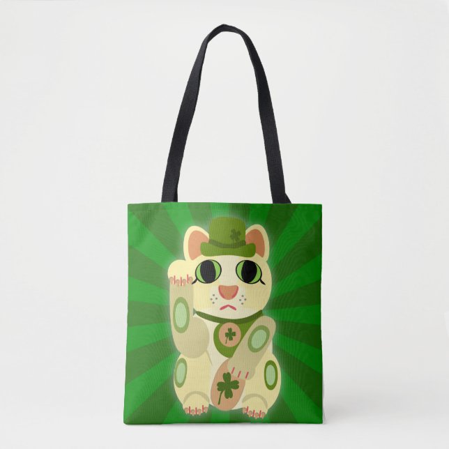 Irish Lucky Cat Mashup Tote Bag (Front)
