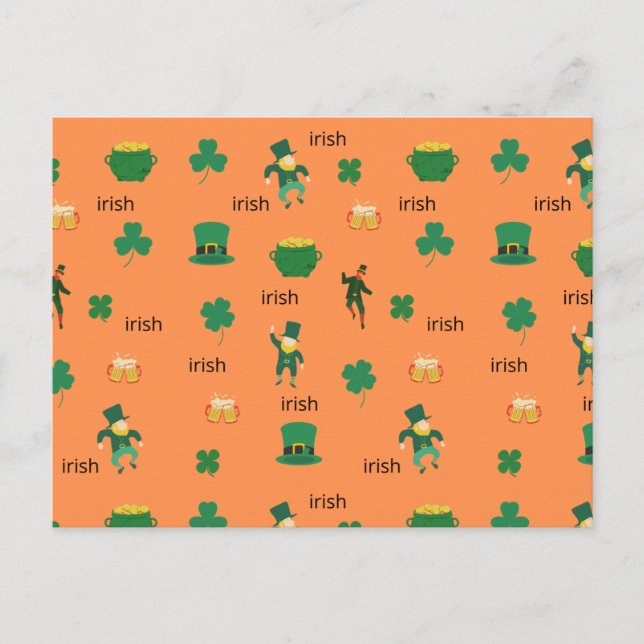 irish lucky charms and drink beer pattern  postcard (Front)