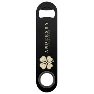 Irish Lucky Four Leaf Clover with Name Black
