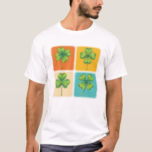 Irish Lucky Four Leaf Pop Art Ireland Clover Shamr T-Shirt