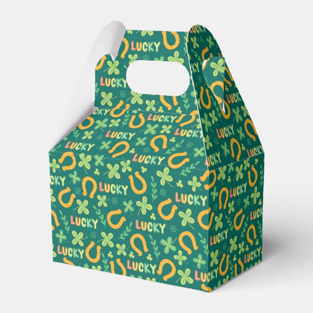 Irish LUCKY green pattern Favour Box (Front Side)
