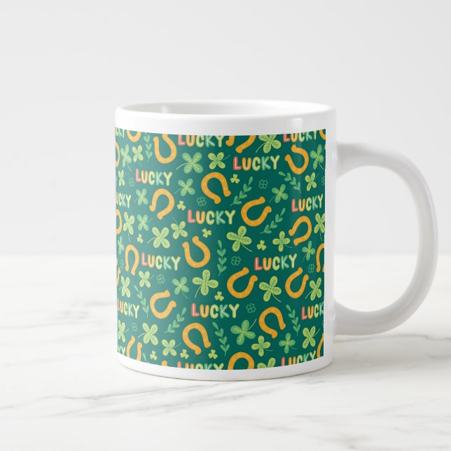 Irish LUCKY green pattern Large Coffee Mug (Right)