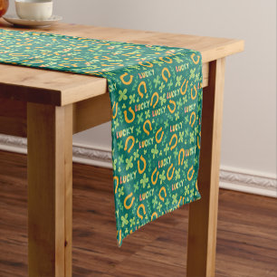 Irish LUCKY green pattern Short Table Runner