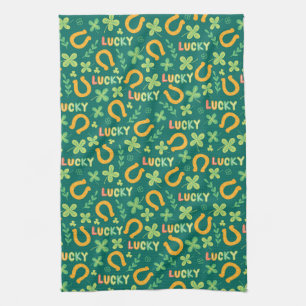 Irish LUCKY green pattern Tea Towel