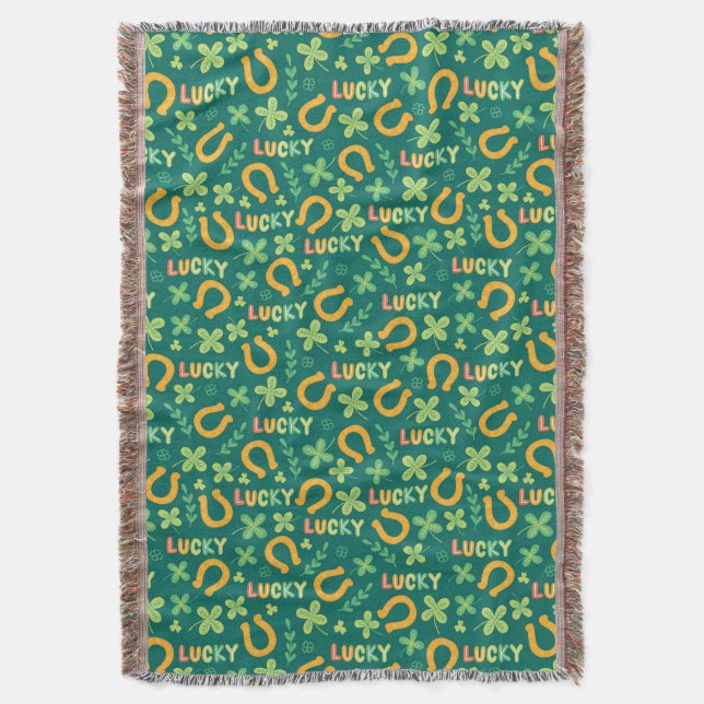 Irish LUCKY green pattern Throw Blanket (Front Vertical)