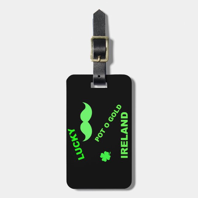 Irish Lucky Pot o Gold Quotes Luggage Tag (Front Vertical)