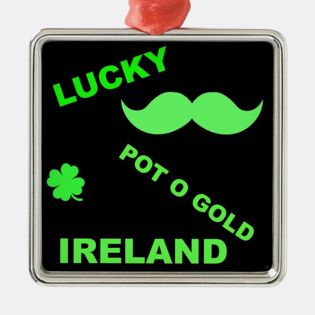 Irish Lucky Pot o Gold Quotes Metal Tree Decoration (Front)