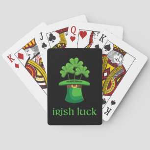 Irish Lucky Shamrock Clover Leprechaun Green Hat Playing Cards