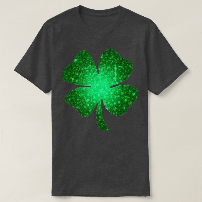 Irish Lucky Shamrock Green Four Leaf Clover St Pat T-Shirt (Design Front)