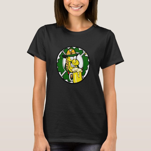 Irish lucky shamrock with beer mug St Patricks Day T-Shirt (Front)