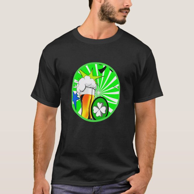 Irish lucky shamrock with beer mug St Patricks Day T-Shirt (Front)