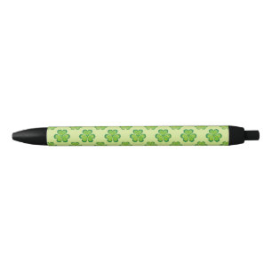 Irish Lucky Shamrocks Clovers Seamless Pattern Black Ink Pen