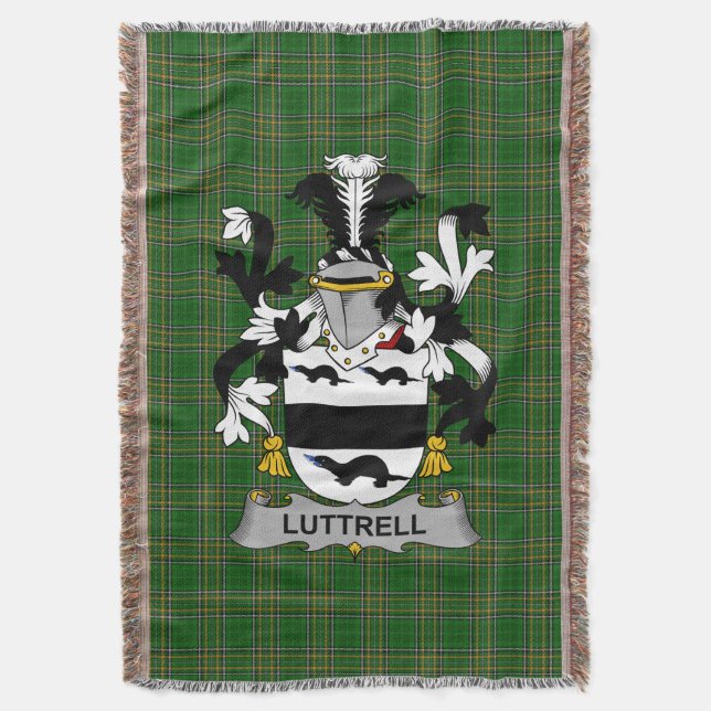  Irish Luttrell Coat of Arms Family Crest Ireland Throw Blanket (Front Vertical)