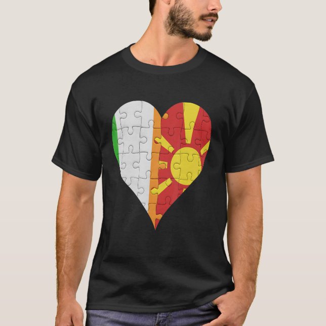 Irish Macedonian Flag Heart T-Shirt (Front)