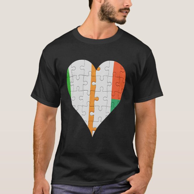 Irish Malagasy Flag Heart T-Shirt (Front)