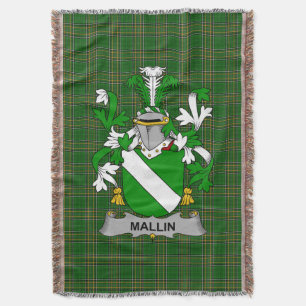 Irish Mallin or O_Mallan Coat of Arms Family Cres Throw Blanket