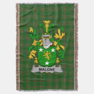 Irish Malone or O_Malone Coat of Arms Family Cres Throw Blanket