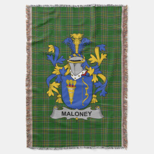  Irish Maloney or O_Molony Coat of Arms Family Cre Throw Blanket