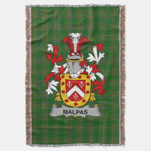 Irish Malpas Coat of Arms Family Crest Ireland Throw Blanket