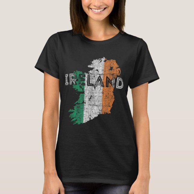 Irish Map and Flag Souvenir - Distressed Ireland T-Shirt (Front)