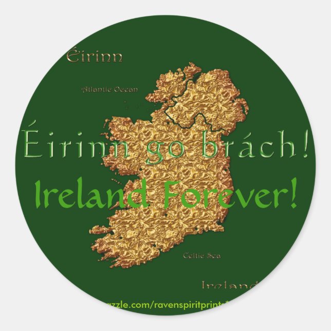 IRISH MAP GIFT STICKERS ~ Eirinn go brach! (Front)